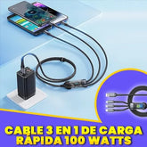 Cable 3 en 1 de Carga Rápida 100 Watts